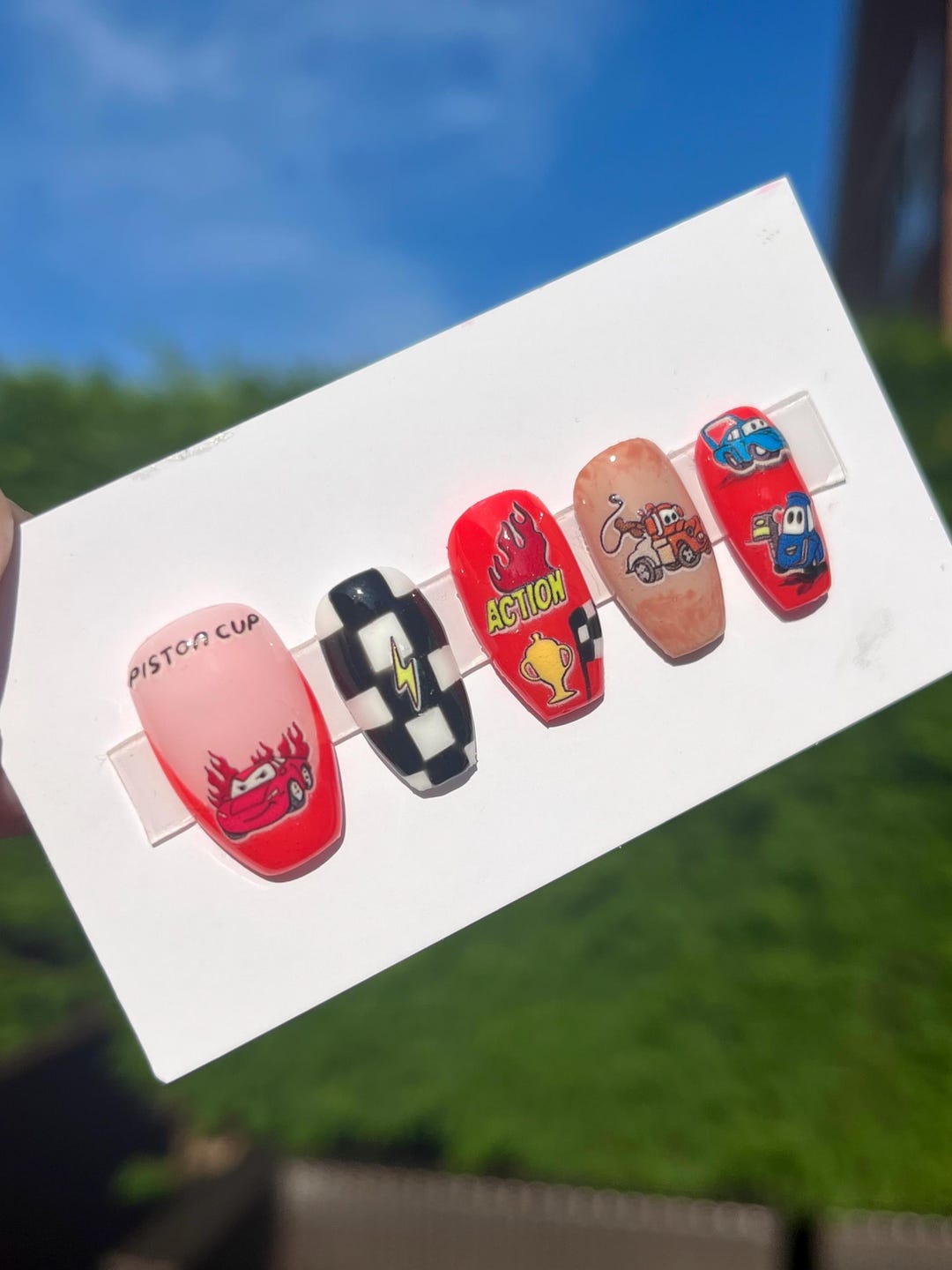 Disney Cars Nails, Disney Press on Nails, Lightning Mcqueen - Etsy
