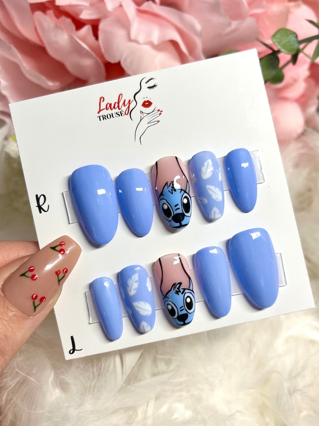 Disney Stitch Stick on Nails, Disney Nails, Disney Press on Nails, Lilo and Stitch Inspired