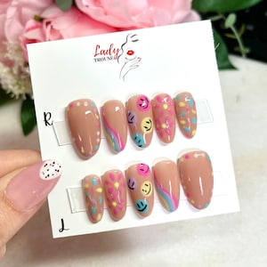 Glow in the Dark Luxury Press On Nails, Stick on Nails, Festival nails. Glow in the dark nail designs.