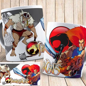 Thundercats Charaktere Becher Löwe oder Gepard Liono Panthera Snarf Karikatur 1980er Jahre 11 Unze Keramik Kaffee, Teebecher verpackt