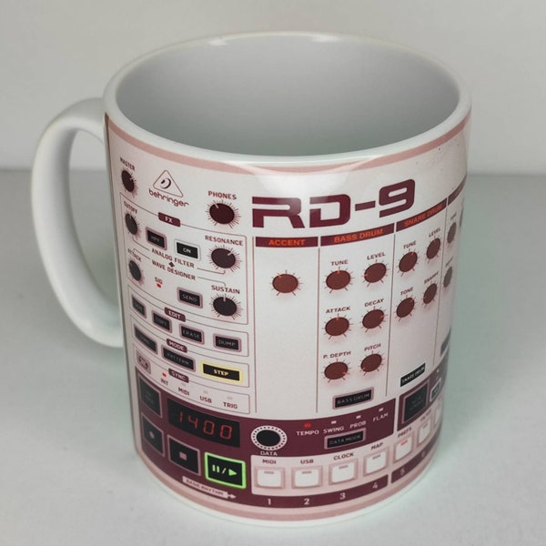 RD-9 mug Analogue Drum Machine Rhythm designer mug coffee mug tea cup gift music producer DJ for home office work music studio