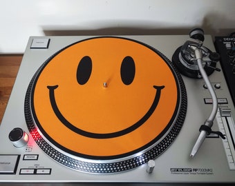 Acid house rave smiley face slipmat 12" For HiFi or DJ Turntable 12" Old Skool Flyers Slipmat
