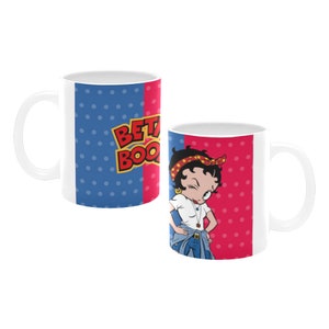 Betty Boop Tasse: Blaue & rote Herzen, Geschenk zum Geburtstag