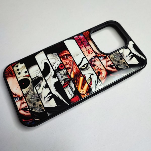 Horror iPhone 14 Max Pro case Ghost Scream, Michael Myers, Freddy Kruger, jigsaw, Chucky horror movie characters iPhone 14 pro max case