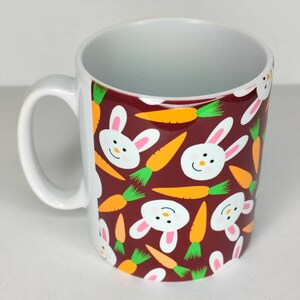 Cottage core mug Easter bunnies and carrots pattern design Mug / Mugs perfect for a Gift Kitchen Work Office Cup