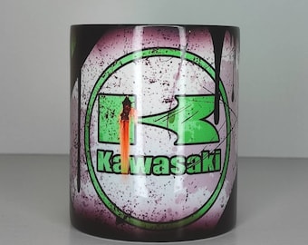 Kawasaki Motorbike Mug - Kawasaki coffee mug Oil can mug, Motorbike Mug mugs cup