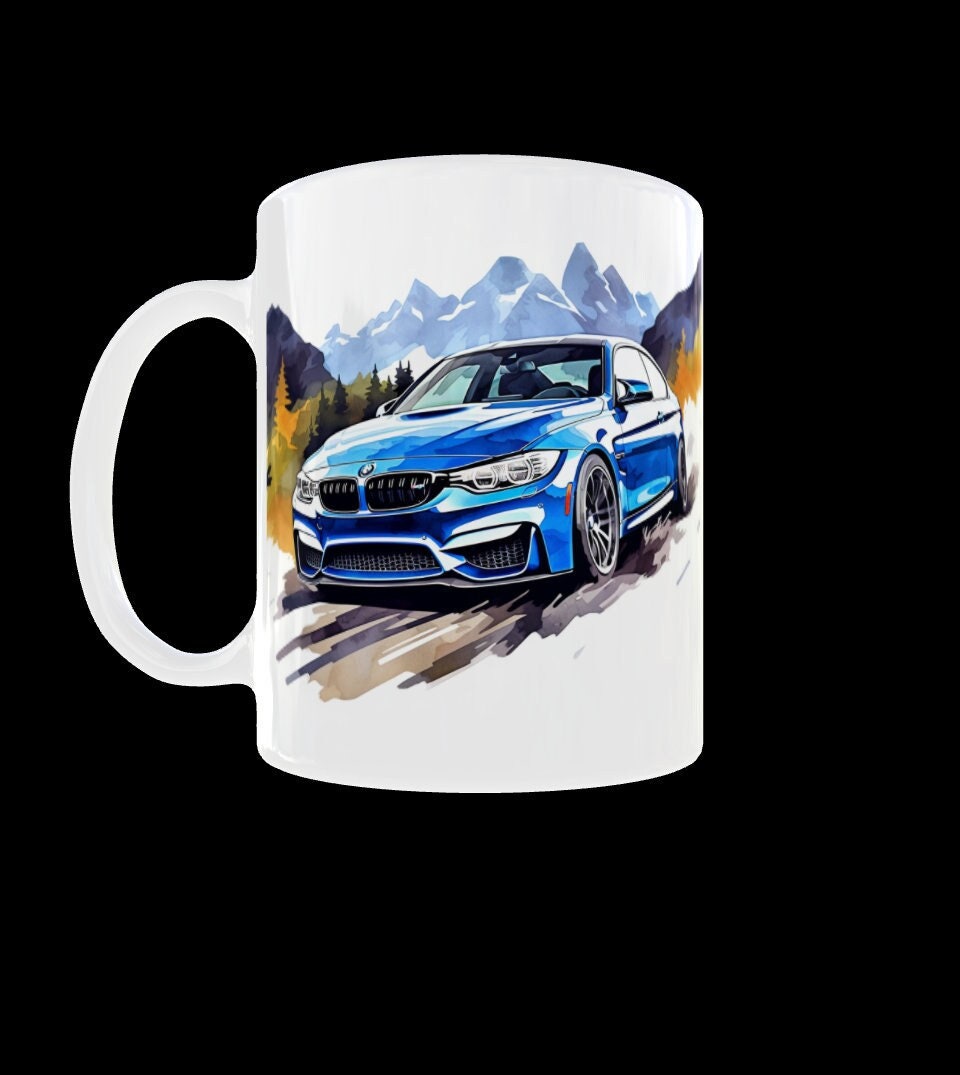 Blue BMW M3 Car mug water colour car art Coffee Mug Tea cup BMW mug
