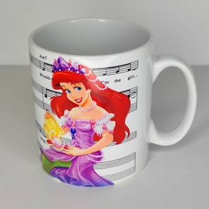Disney Princess Ariel sheet music Mug, Birthday, Christmas Gift, Size 11oz