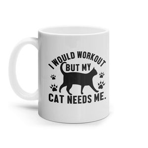 Tazza divertente per amanti dei gatti: mi allenerei ma il mio gatto ha bisogno di me