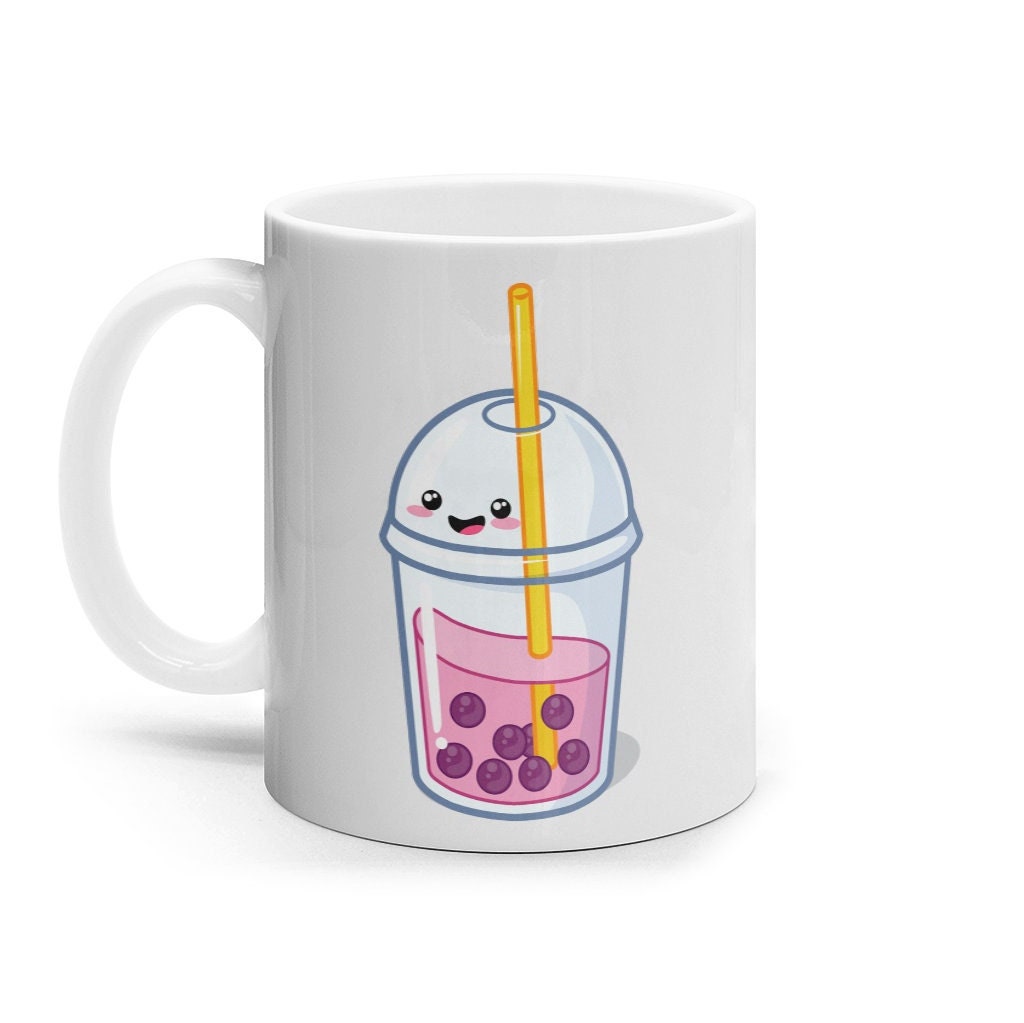 Kawaii Boba Mug Creative Cartoon Ceramic Straw Cup With Lid Cute