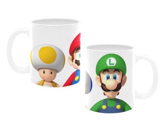 Tazza in ceramica Mario Bros: Luigi, Toad, regalo da gioco