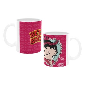 Betty Boop Tasse: Rosa Herzen Kuss Design, 11oz Keramik