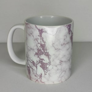 Grey White Veined Marble Effect 11oz ceramic coffee Mug Cup