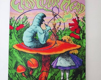 Alice in Wonderland Mousepad: Feed Your Head Mushroom Art