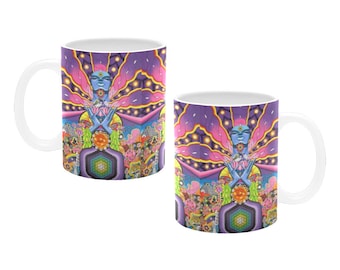 Psychedelische Kunsttasse Trippy Multicolor Keramik 11oz Tasse