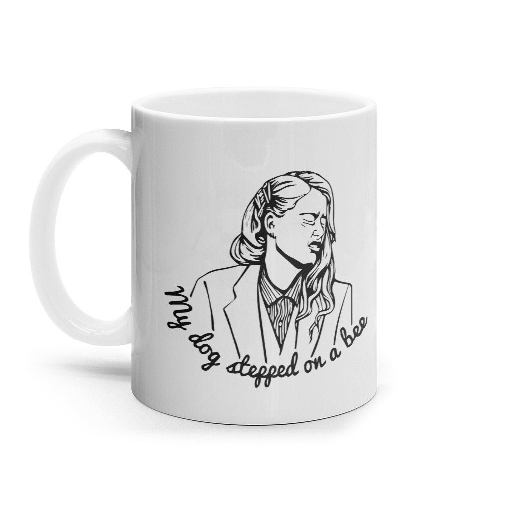 My Dog Stepped On A Bee En Francais Johnny Depp & Amber Heard Court Mug My Dog Stepped On A Bee Mug