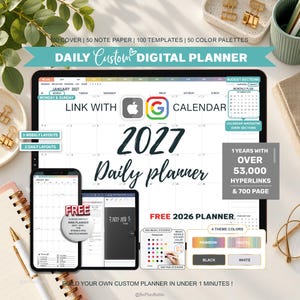 2027 Digital Planner, Goodnotes Planner, Hyperlinked Planner, Daily planner, Apple Reminder Digital Planner, Google Calendar, Magic Stickers