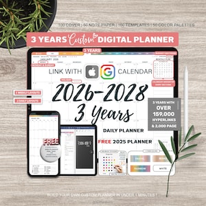 Digital Planner Goodnotes, ipad planner, Digital Journal, Dated Digital Planner, Daily Planner, Calendar, 2026 2027 2028 Planner, Stickers