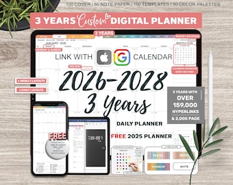 Digital Planner Goodnotes, ipad planner, Digital Journal, Dated Digital Planner, Daily Planner, Calendar, 2026 2027 2028 Planner, Stickers