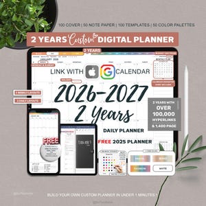 2026 2027 Digital Planner, Goodnotes Planner, Hyperlinked Planner, Daily planner, Apple Reminder Digital Planner, Google Calendar, Stickers