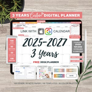 Digital Planner Goodnotes, ipad planner, Digital Journal, Dated Digital Planner, Daily Planner, Calendar, 2025 2026 2027 Planner, Stickers