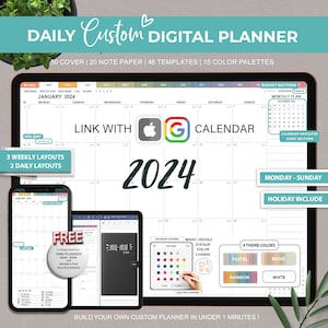 2024 Digital Planner, Goodnotes Planner, Hyperlinked Planner, Daily planner, Apple Reminder Digital Planner, Google Calendar, Magic Stickers