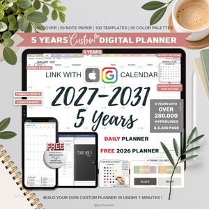 ALL in One Digital Planner, 2027 2028 - 2031 Goodnotes Planner, Five Year Digital Planner, iPad Planner, Hyperlinked Planner, Stickers