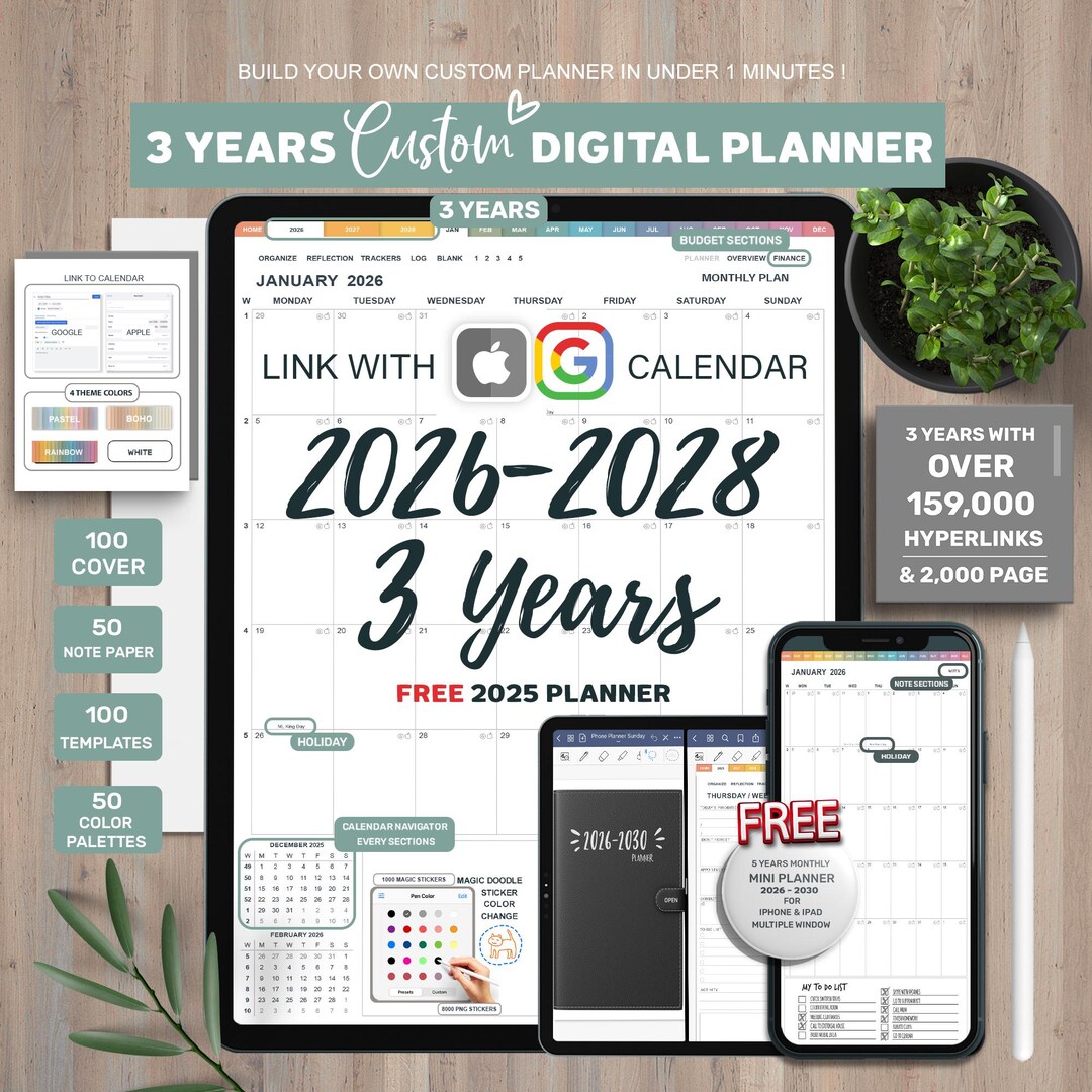 Digital Planner, Goodnotes Planner, Portrait Digital Planner, 2026 2027 ...
