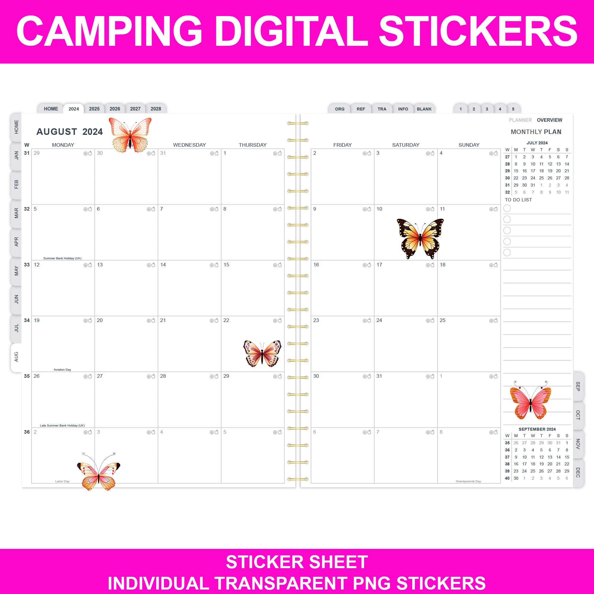 Butterfly Digital Download, Butterfly Sticker Sheet, Butterfly Sticker ...