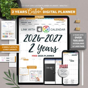 2026 2027 Digital Planner, Goodnotes Planner, Portrait Digital Planner, iPad Planner, Hyperlinked Planner, Daily planner, Magic Stickers