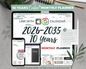 Digital Monthly Planner Goodnotes, 2026 - 2035 Ten Years, ipad planner, Goodnotes Planner, Digital Calendar Planner, Monthly Calendar