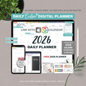 2026 Digital Planner, Goodnotes Planner, Hyperlinked Planner, Daily planner, Apple Reminder Digital Planner, Google Calendar, Magic Stickers