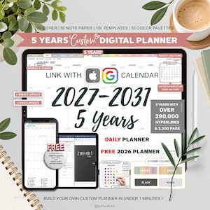 ALL in One Digital Planner, 2027 2028 - 2031 Goodnotes Planner, Five Year Digital Planner, iPad Planner, Hyperlinked Planner, Stickers