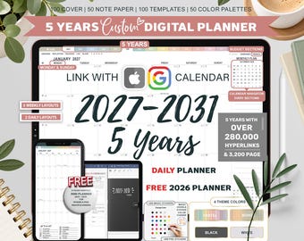 ALL in One Digital Planner, 2027 2028 - 2031 Goodnotes Planner, Five Year Digital Planner, iPad Planner, Hyperlinked Planner, Stickers