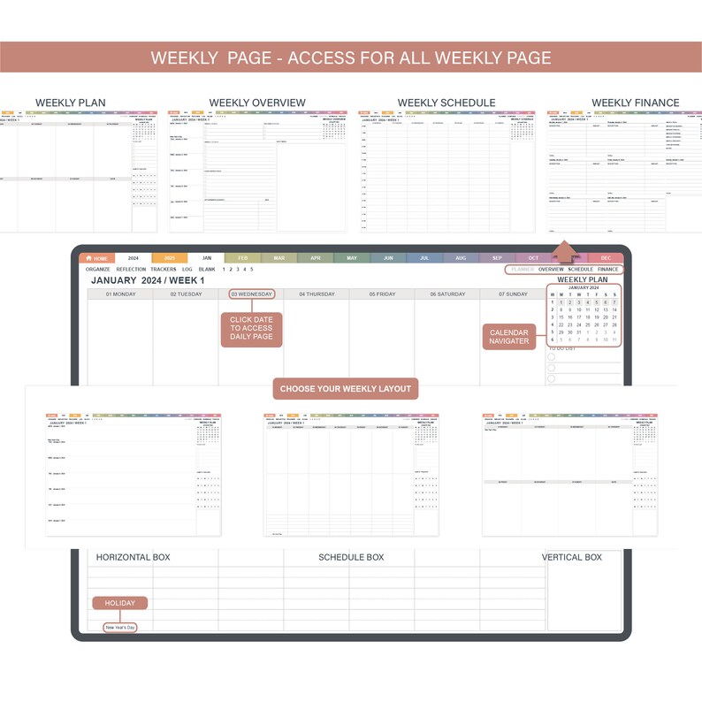 2024 2025 Digital Planner, Goodnotes Planner, Hyperlinked Planner