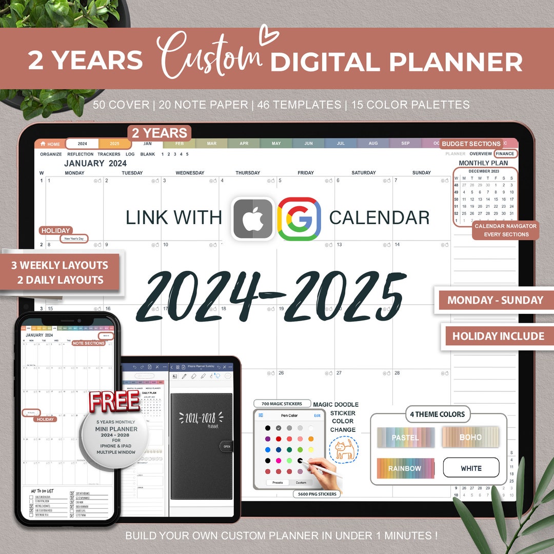 2025 2025 Digital Planner, Goodnotes Planner, Hyperlinked Planner