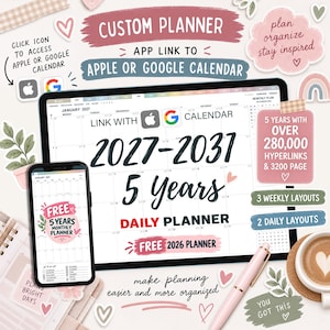 ALL in One Digital Planner, 2027 2028 - 2031 Goodnotes Planner, Five Year Digital Planner, iPad Planner, Hyperlinked Planner, Stickers