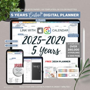 ALL in One Digital Planner, Goodnotes Planner, 2025 2026 - 2029, Five Year Digital Planner, iPad Planner, Hyperlinked Planner, Stickers