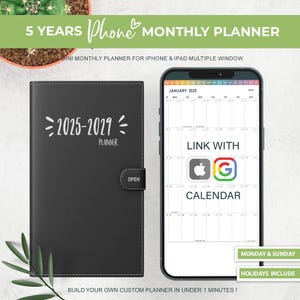 Digital Phone Planner, 2025 - 2029 Planner, Digital Monthly Planner Goodnotes, Smart Phone Digital Planner, iPhone Planner, Pocket Plan