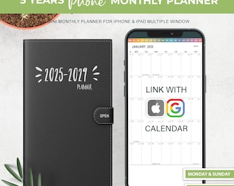 Digital Phone Planner, 2025 - 2029 Planner, Digital Monthly Planner Goodnotes, Smart Phone Digital Planner, iPhone Planner, Pocket Plan