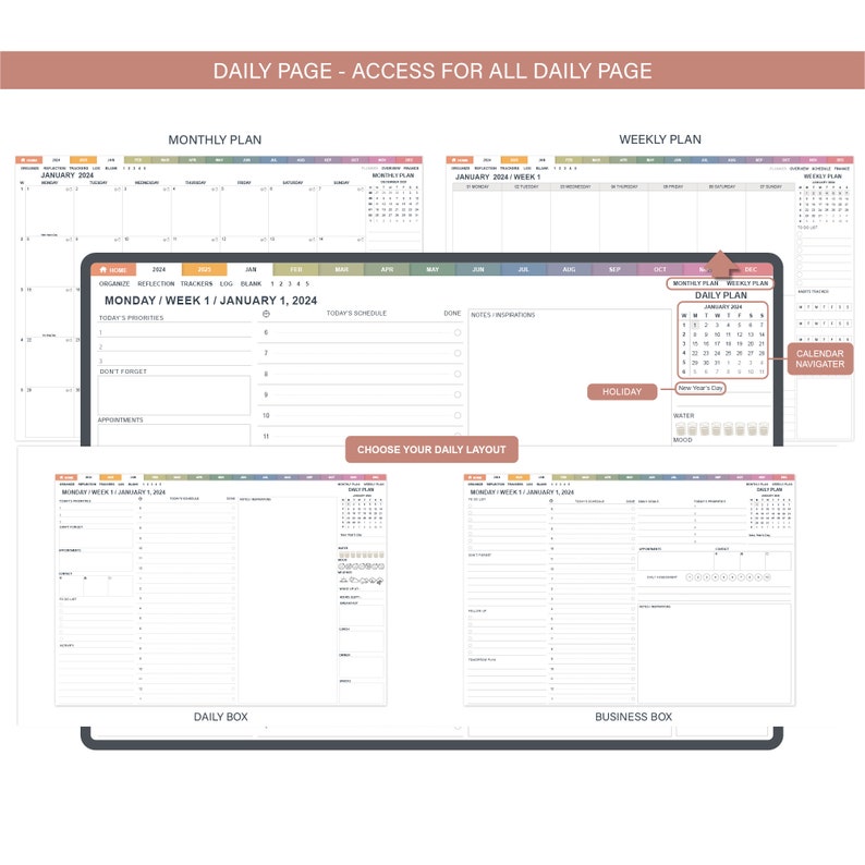 2024 2025 Digital Planner, Goodnotes Planner, Hyperlinked Planner