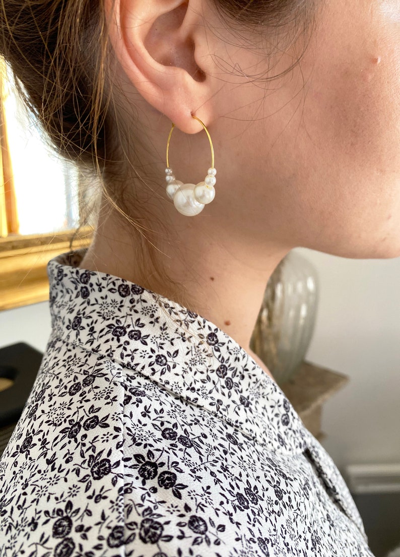 Boucles D'Oreilles Créoles Dorées Tressées - Fermoir Clip - Vintage - Occasion Bon État