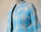 Italian hand-made Filene 39 s Chanel-style knit wool and mohair dress suit- pristine condition - blue and white - 1960s