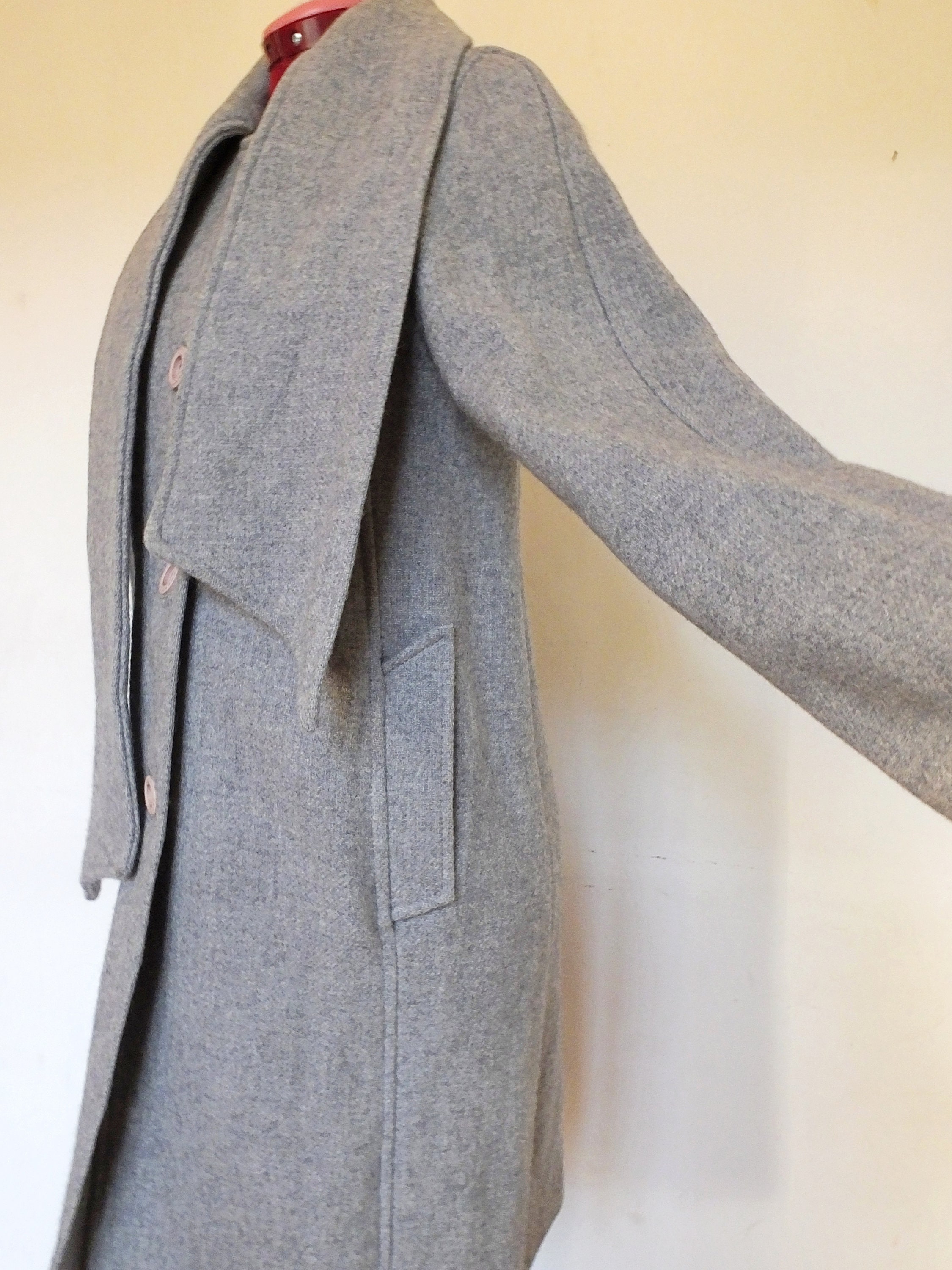 1960s French Tailored Wool Overcoat Medium Gray Tweed - Etsy