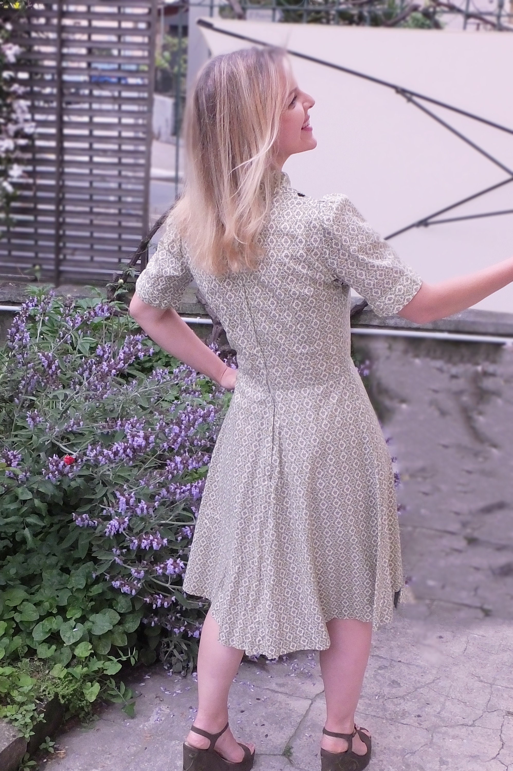 1970s Liberty of London Hildebrand Cotton Day Dress Earthy Olive Tones