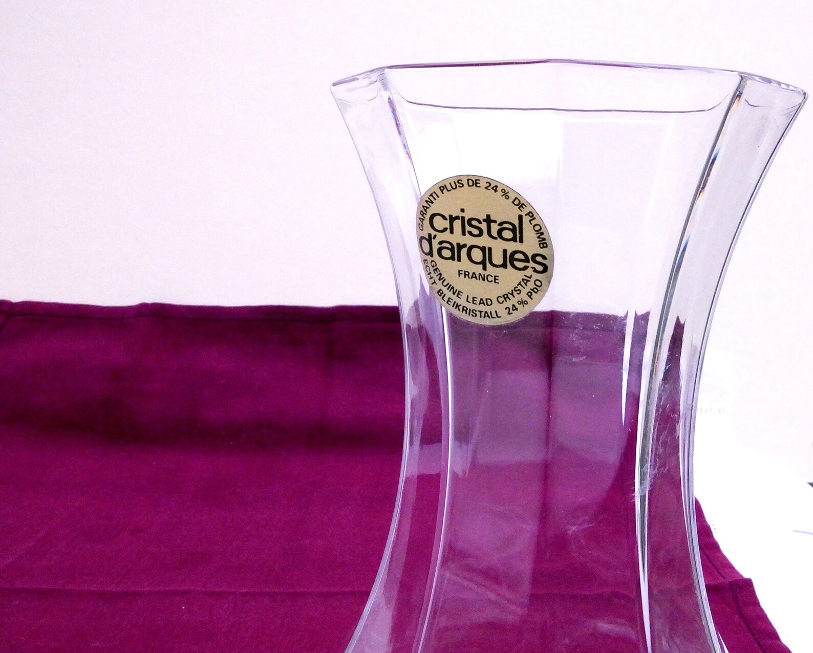 Vintage Crystal French Vase cristal D'arques Medium Sized Label Still