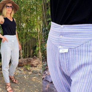 French Knickers, knickerbockers - early 20th century - ladies trousers undergarment comfy pants - striped, cotton, high-waisted, button up