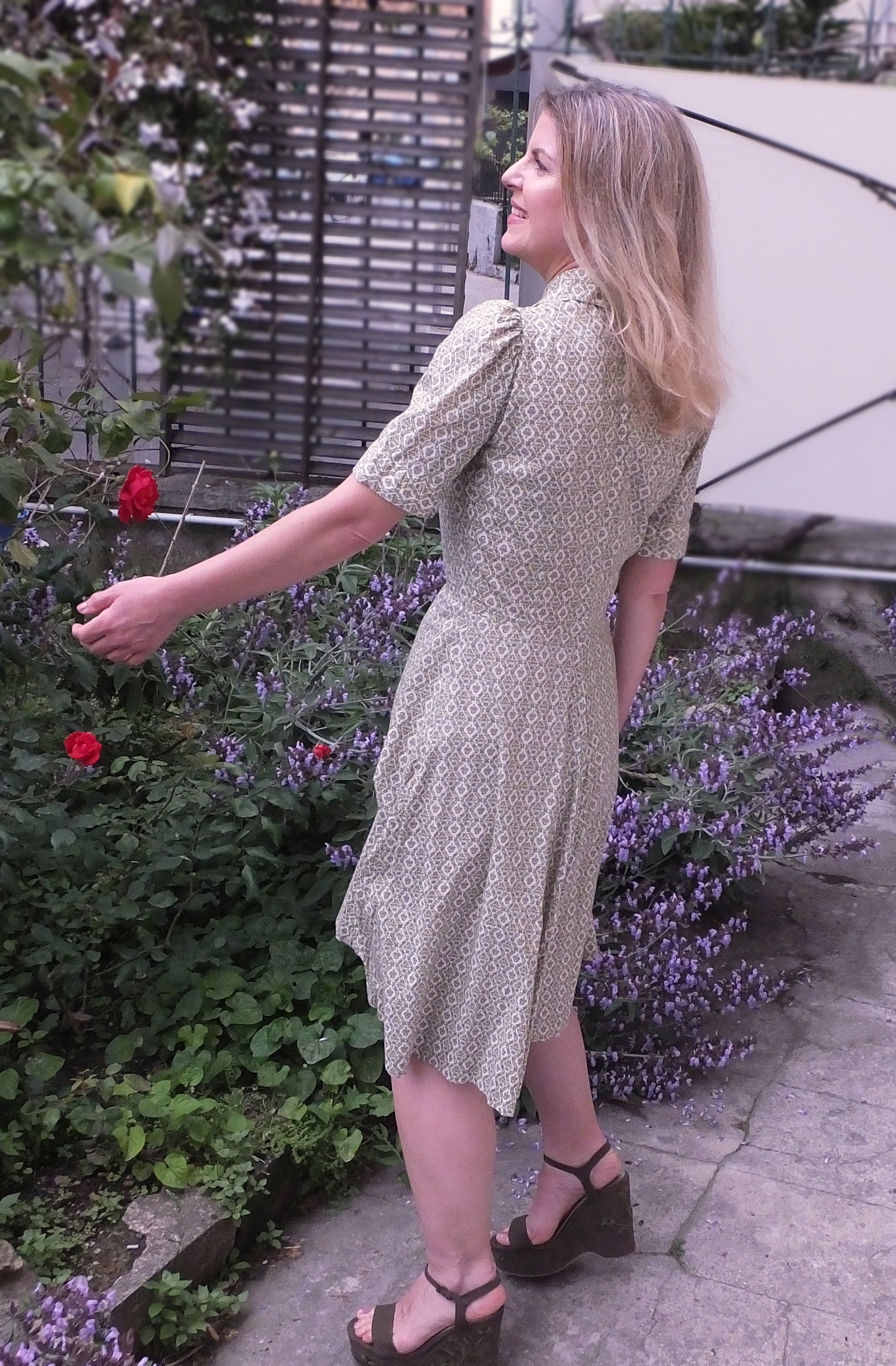 1970s Liberty of London Hildebrand Cotton Day Dress Earthy Olive Tones
