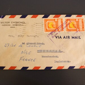 Busta per corrispondenza del 1950 dalla scrivania di Victor Chonchol Venezuela e francobolli