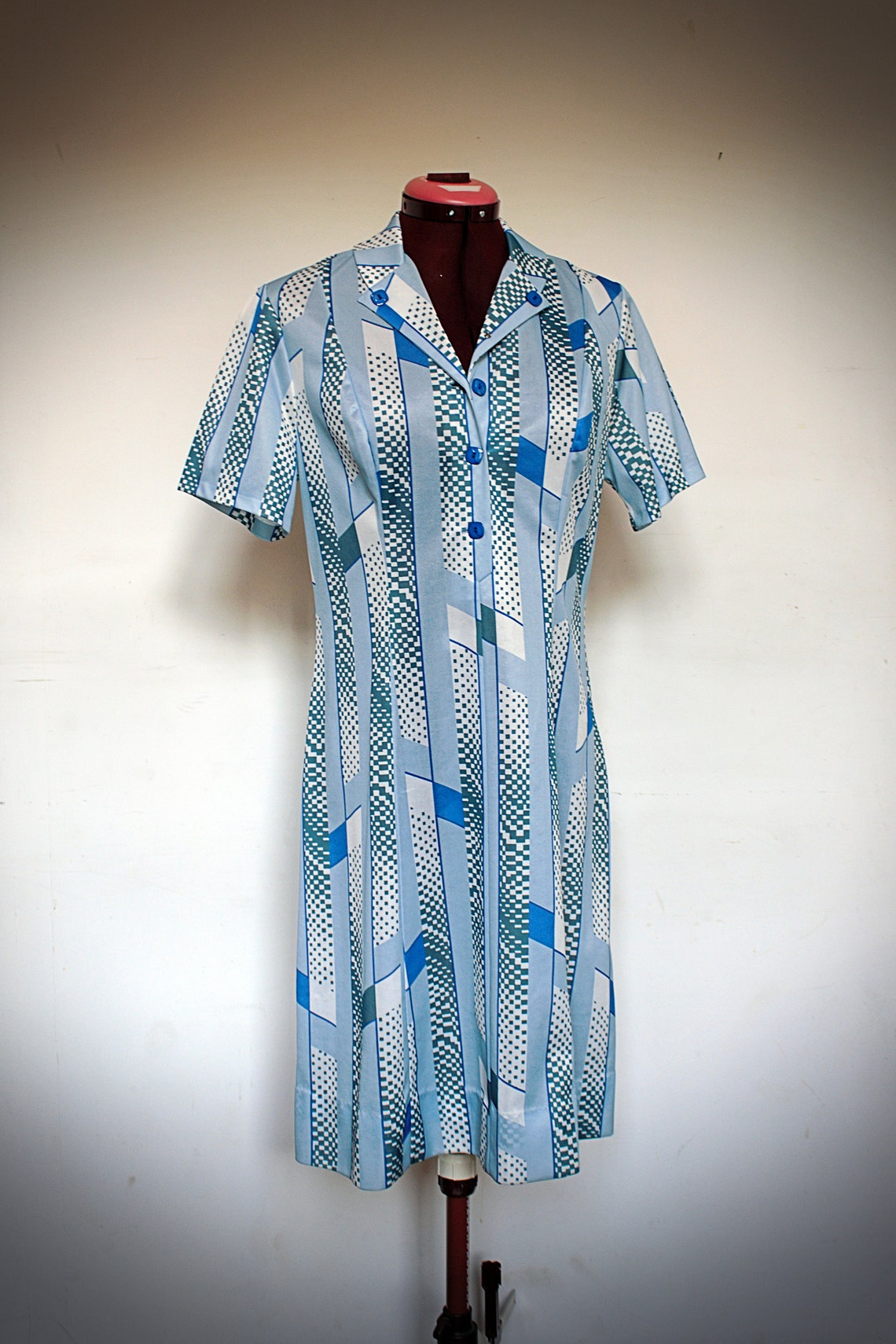 1970s Vintage Utility Dress Made in France Blue and White - Etsy